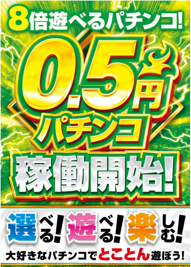 5円スロット/年中無休/貯玉再プレイ無制限/貯メダル再プレイ無制限/パチスロ